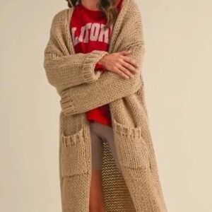 NWT Klesis Chunky Knit Sequin Cardigan Sweater Long Maxi  M/L Coat Jacket